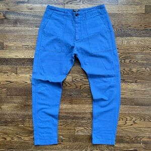 Todd Snyder Italian Cotton-Linen Herringbone Carpenter Pants in French Blue